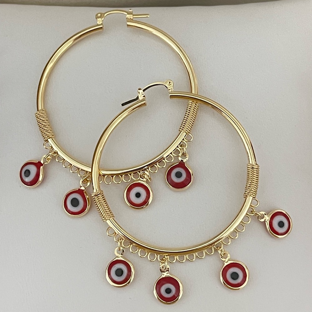 18k Gold Filled Evil Eye Hoop Earrings